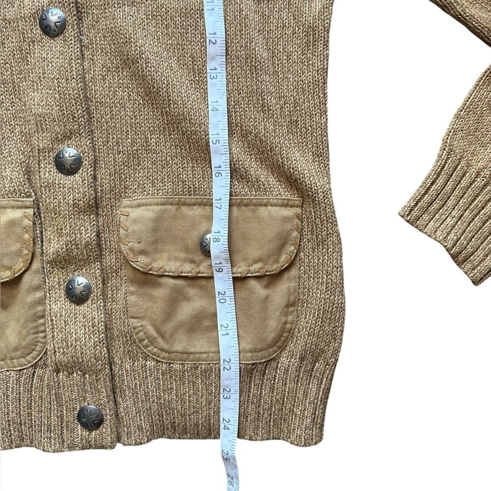 Lauren Jeans Co. Ralph Lauren Yellow Tan Knit Cardigan Sweater L - Picture 6 of 7